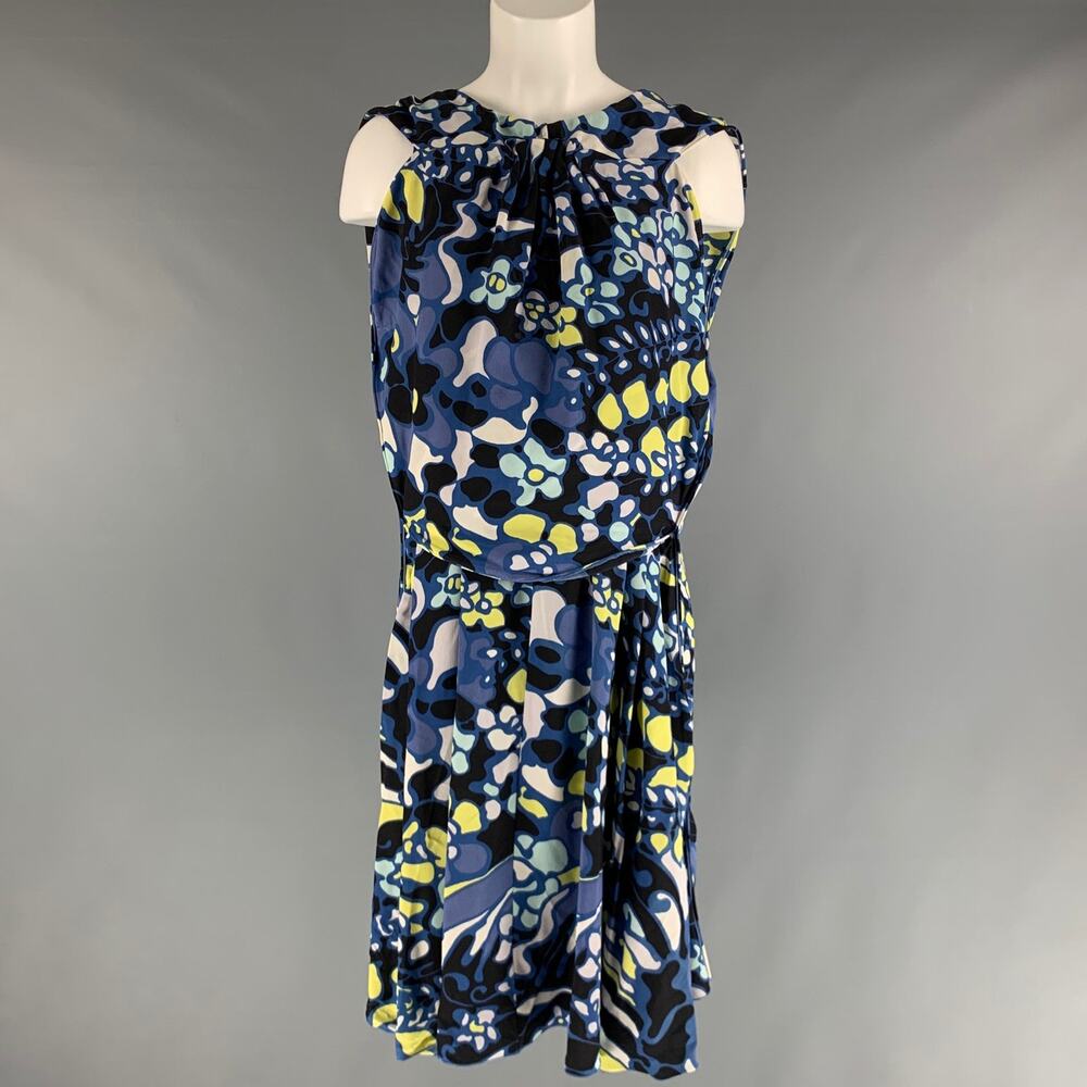 MARNI Size S Blue White Yellow Sleeveless Dress